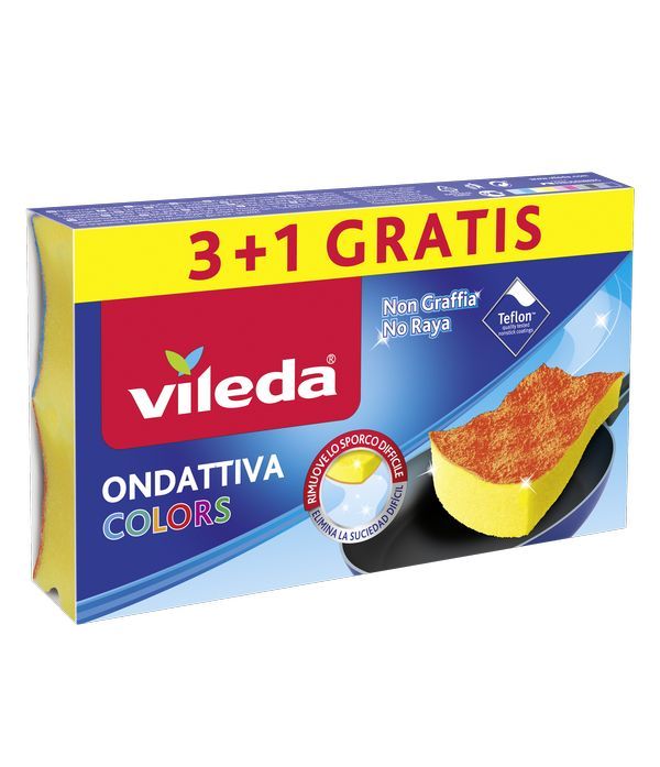 VILEDA Spugna Ondattiva Colors 4 Pezzi