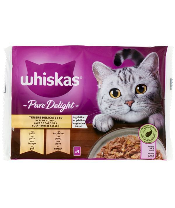 WHISKAS Pure Delight Cibo Umido Pollo E Tacchino 4X85G