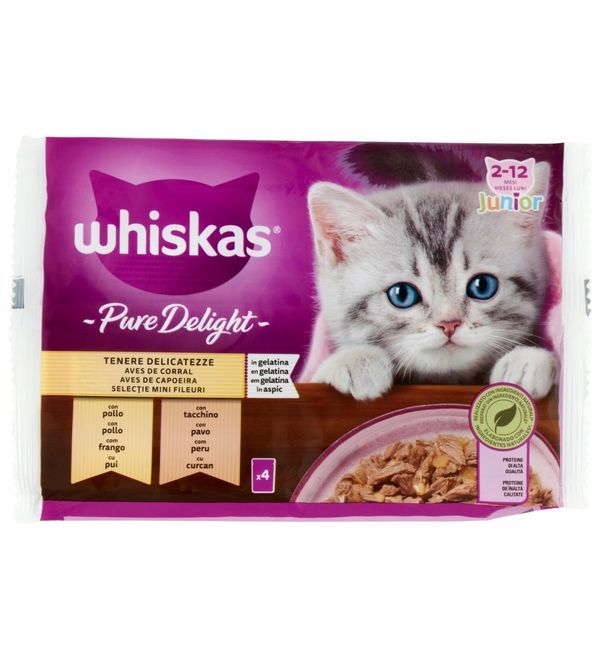 WHISKAS Junior Pure Delight Nassfutter Huhn Und Truthahn 4X85G