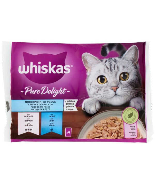 WHISKAS Pure Delight Aliments Humides Saumon Et Thon 4X85G