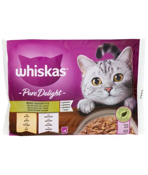 WHISKAS Pure Delight Nassfutter Huhn Und Lachs 4X85G