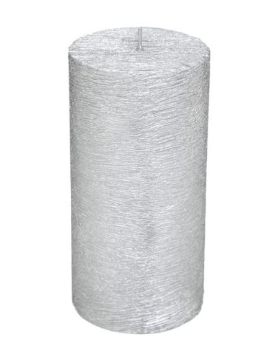 Kerze "Gebürstet" Silber 14X7Cm - Weihnachtsdeko