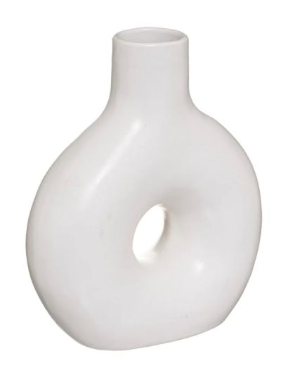Vase Décoratif Circle Céramique Blanche 17X21Cm