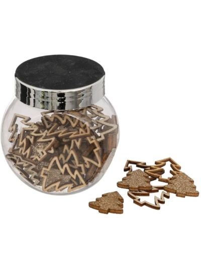 Weihnachts-Crativekraft Deko-Zubehördose Holz Gold Glitzert 