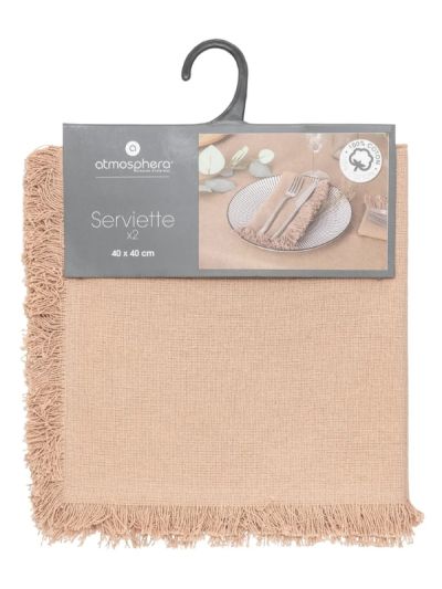 Set De 2 Serviettes MAHA En Coton 40X40Cm - Beige