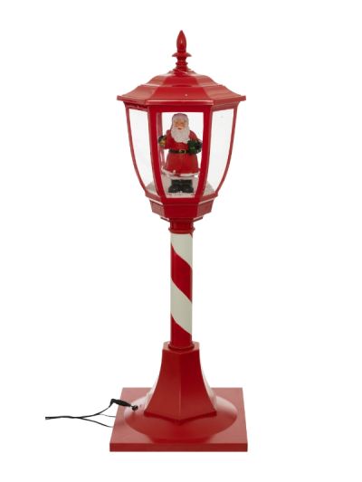 Decorazione Natalizia Lanterna Rossa Con 30 Led Bianco Freddo 90Cm