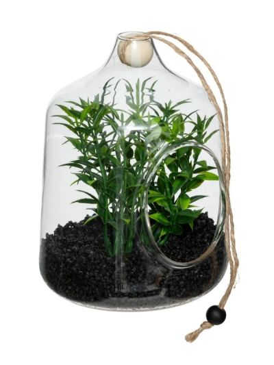 Déco Mini Terrarium Artificiel Family En Verre À Suspendre 15Cm