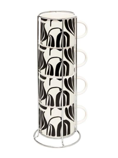 Supporto Con 4 Mug In Ceramica Twisted Lime 23Cl