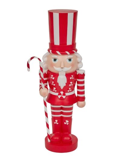 Decorazione Natalizia Schiaccianoci In Magnesia Con Bastoncino Di Zucchero 91Cm