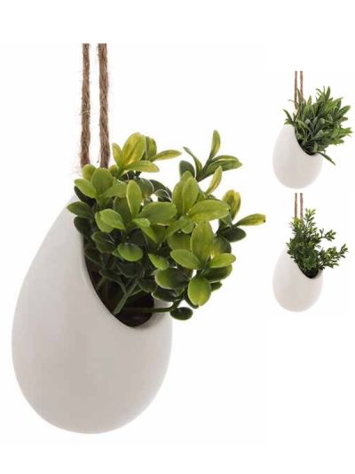 Déco Mini Plante Artificielle Avec Pot Suspendu En Céramique 11Cm - Assortis