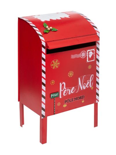 Decorazione Natalizia Cassetta Postale Metallica Rossa 80Cm