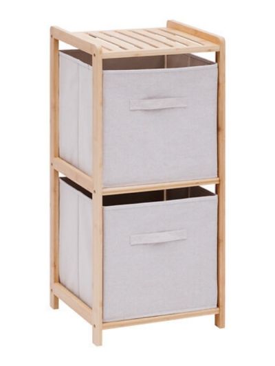 Badezimmerschrank 2 Fächer Mit Stoffkörben 34,7X33X77,5Cm