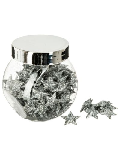 Weihnachts-Crativekraft Dose Mit Mini-Schlitzsternen Silber 2Cm