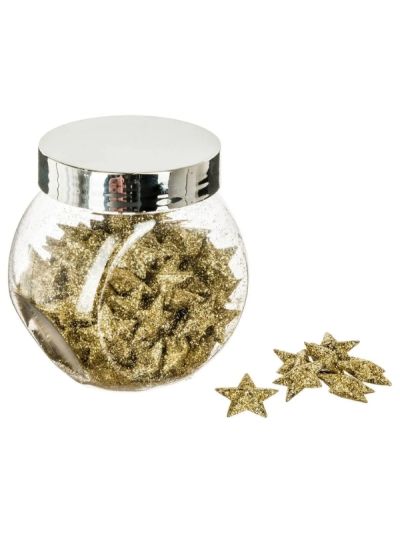 Weihnachts-Crativekraft Dose Mit Goldfarbenen Mini Glitzersterne 2Cm
