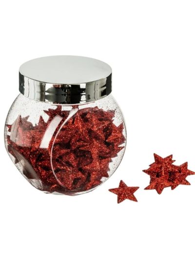 Weihnachts-Crativekraft Dose Mit Roten Mini-Schlitzsternen 2Cm