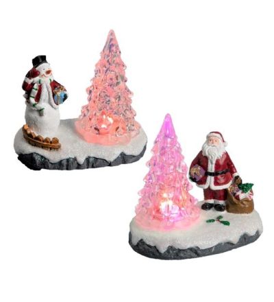 Décoration Avec Arbre Illuminé Et Personnage De Noël - Décoration De Noël