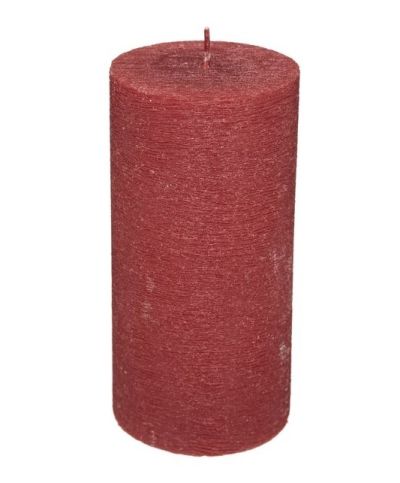 Kerze "Gebürstet" Rote 14X7Cm - Weihnachtsdeko