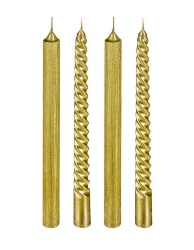 4 Goldene Glitzerkerzen 48G - Weihnachtsdeko