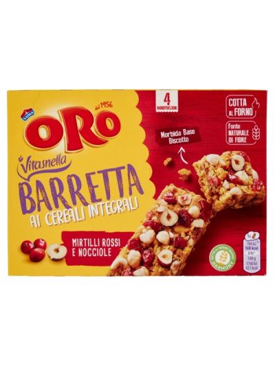 ORO Saiwa Barrette Ai Cereali Integrali Mirtilli Rossi E Nocciole 4X40G