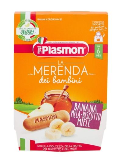 PLASMON La Merende Mela, Banana, Biscotto E Miele 2X120G