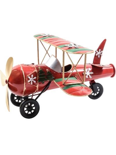 Decorazione Natalizia Aereo In Metallo 38X35X22Cm