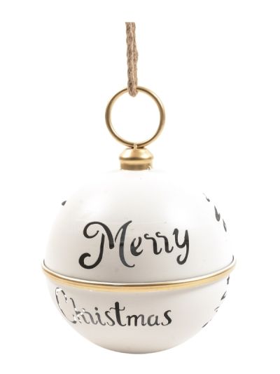 Decorazione Natalizia Campanella Bianca In Metallo 25X34Cm