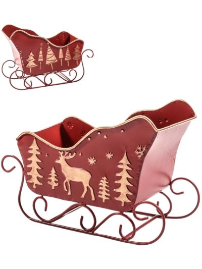 Decorazione Natalizia Slita In Metallo 28X12X18Cm - Assortito