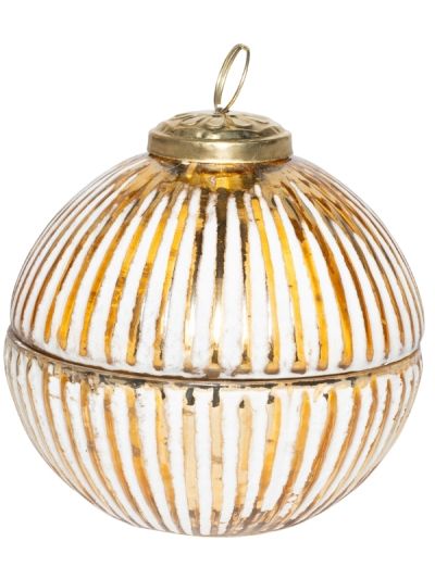 Candela Natalizia In Vetro A Forma Di Pallina Dorata 10X10Cm