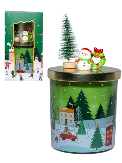 Candela Natalizia Alla Cannella E Arancia Con Coperchio Decorato 220G