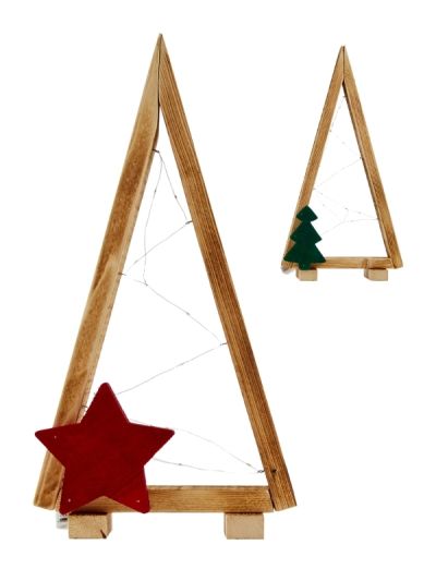 Decorazione Natalizia Albero In Legno Con Luci 30X46Cm - Assortito