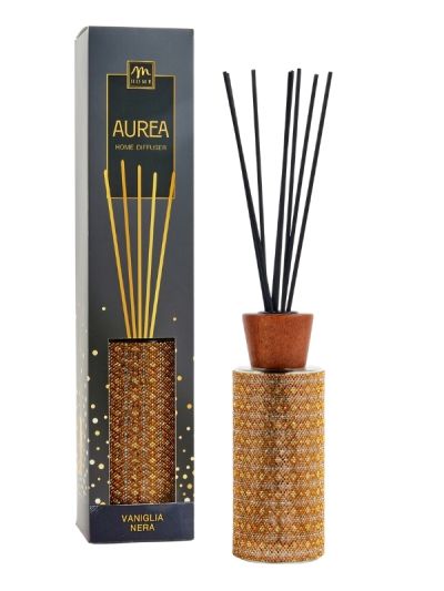 Diffusore Di Fragranza Natalizio Vaniglia Nera In Vetro Con Strass Dorati 200Ml