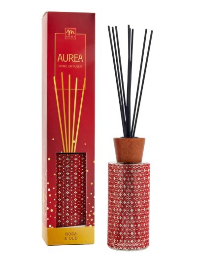 Diffusore Di Fragranza Natalizio Rosa&Oud In Vetro Con Strass Rossi 200Ml