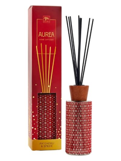 Diffusore Di Fragranza Natalizio Patchouli E Spezie In Vetro Con Strass Rossi 200Ml