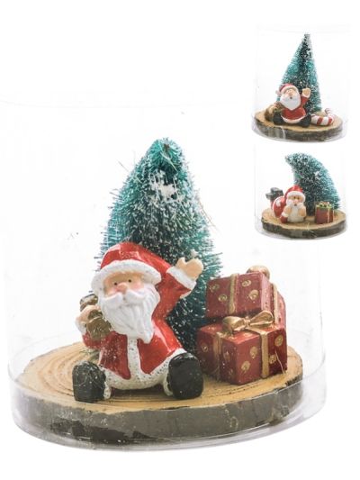 Decorazione Natalizia Babbo Natale Con Piccolo Albero 8X10Cm - Assortito