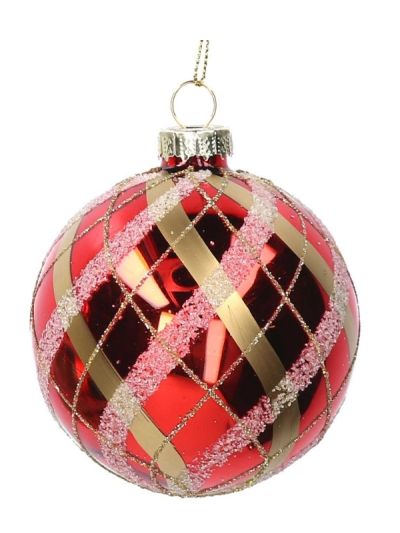 Weihnachtskugel Aus Glas Rot Und Gold 8Cm