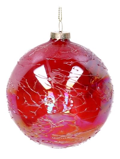 Weihnachtskugel Aus Glas Rot Perlmuttfarben 8Cm