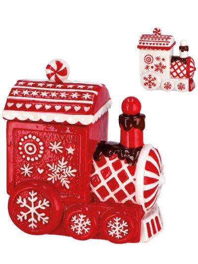 Accessorio Natalizio Portaoggetti In Ceramica A Forma Di Treno 20X15X24Cm - Assortito