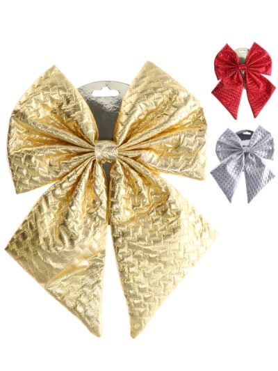 Decorazione Natalizia Fiocco In Tessuto Lucido 22X28Cm - Assortito