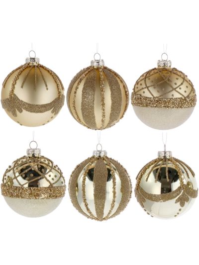  Weihnachtskugel Aus Goldglas 8Cm - Sortiert