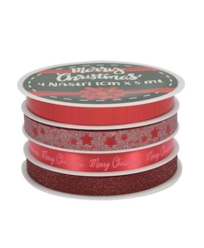 Bänder für rote Weihnachtsparkels 4 Stück 1 cm x5mt