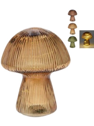 Dekorativer Glaspilz Mit Led-Licht 11Cm - Sortiert
