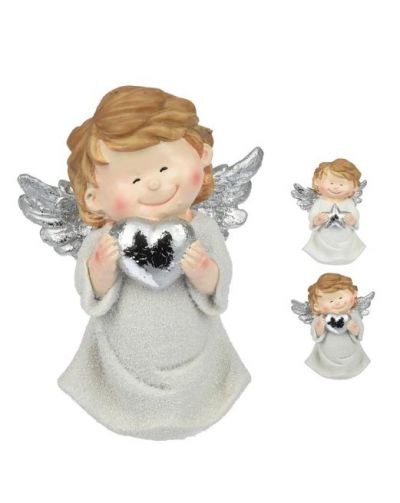 Engel Aus Kunstharz Mit Silbernen Details 17Cm - Weihnachtsdekoration
