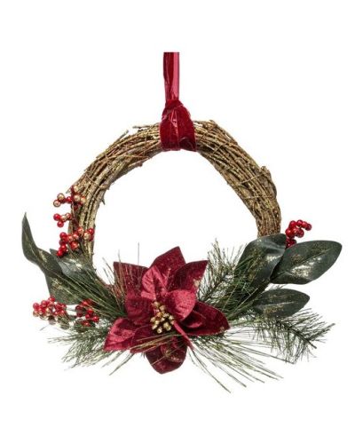 Guirlande Avec Fleurs Et Baies 38Cm - Décoration De Noël