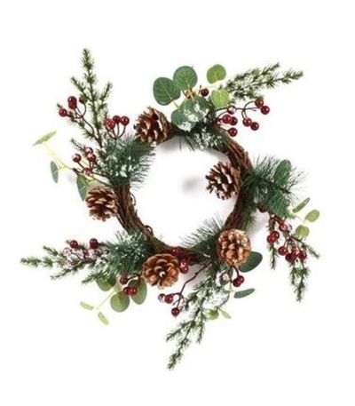 Verschneiter Hintertürkranz Mit Beeren 45Cm - Weihnachtsdeko