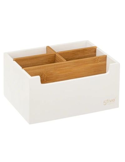 Badezimmer Organizer Natureo Aus Holz Weiß Mit 5 Fächern 18.5X14.5X9.3Cm