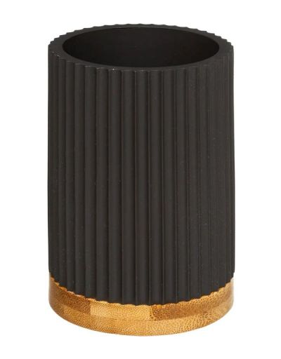 Gestreifter Zahnbürstenhalter Für Das Badezimmer Schwarz 11X7.1Cm