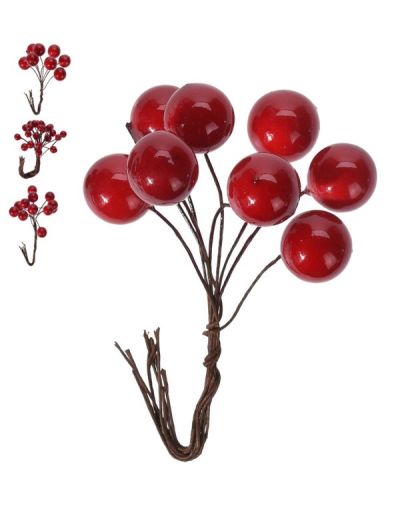 Weihnachts-Accessoire 3 Zweige Mit Roten Beeren  