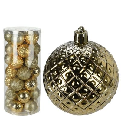Weihnachtskugeln Aus Plastik Gold 35 Stücke 6Cm - Sortiert