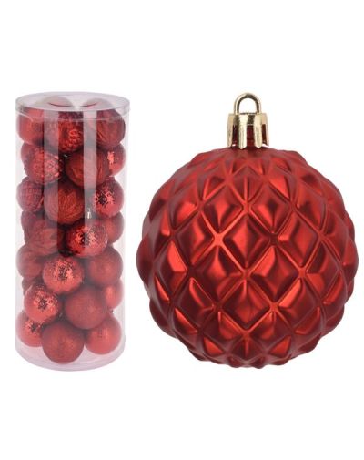 Weihnachtskugeln Aus Plastik Rot 35 Stücke 6Cm - Sortiert