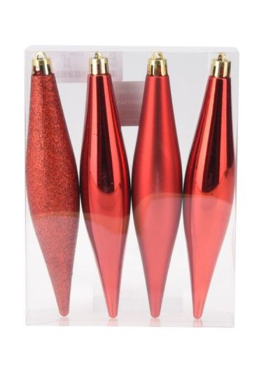 Weihnachts-Anhänger Rote Tropfen 4 Stücke 15Cm - Sortiert